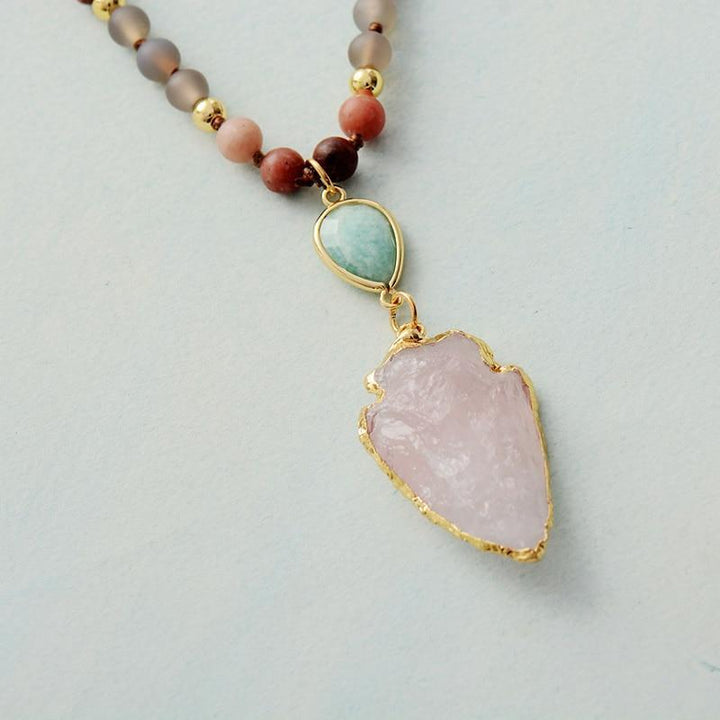 Rose Quartz and Amazonite Protection Necklace - Livia-State of Style