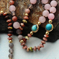 Rose Quartz and Amazonite Protection Necklace - Livia-State of Style