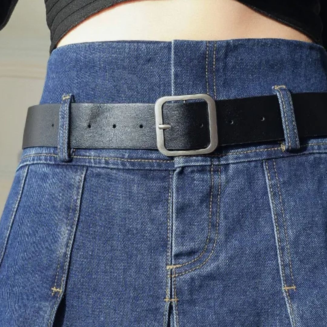 Rosie Traditional Skirt – High-Waisted Pleated Denim A-Line Skirt-S-State of Style