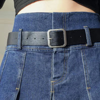 Rosie Traditional Skirt – High-Waisted Pleated Denim A-Line Skirt-S-State of Style