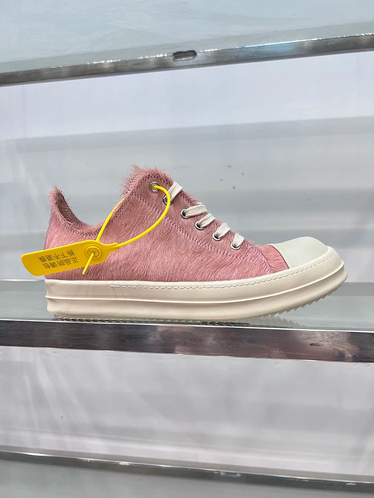 Rosy Runner Sneakers – High-Top Leather Sneakers with Thick Sole-Pink Low-Top-AU 5.0 (22.5cm)-State of Style