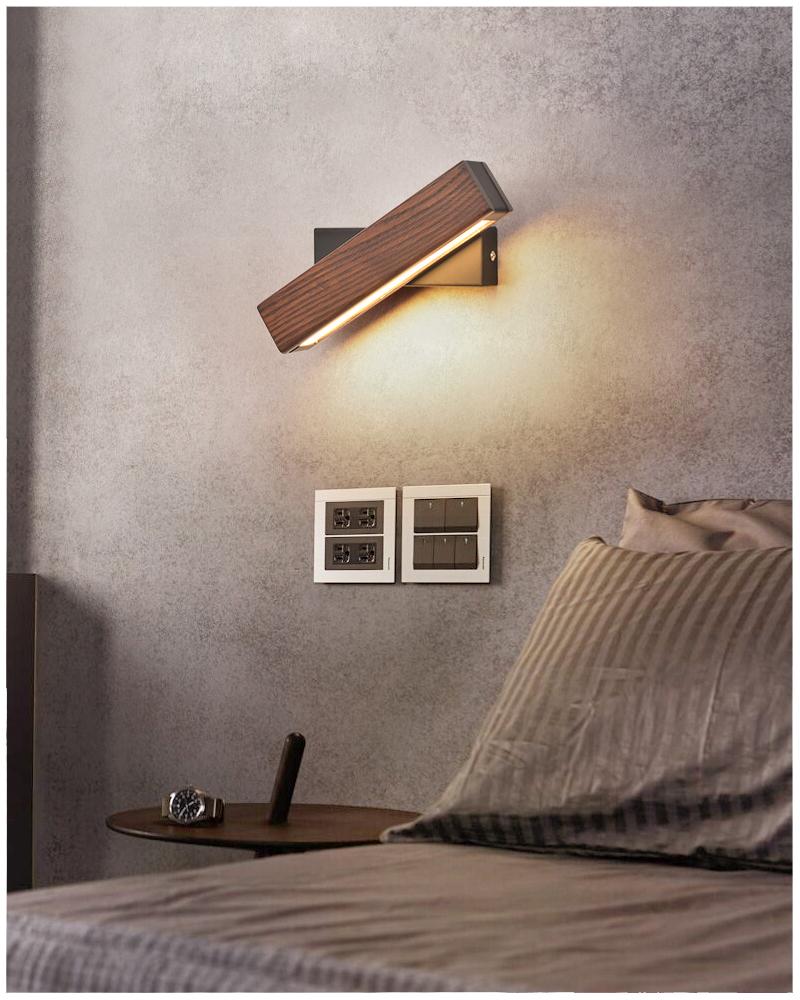 Rotatable Wooden LED Wall Lamp - Jasper-Dark Wood-Small - 21 x 5 cm-State of Style