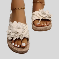 Rouge – Women's Sandals with Thick Sole & Floral Strap Detail-Beige-5.0-State of Style