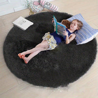 Round Fluffy Rug - Clouda-120cm x 120cm-Black-State of Style