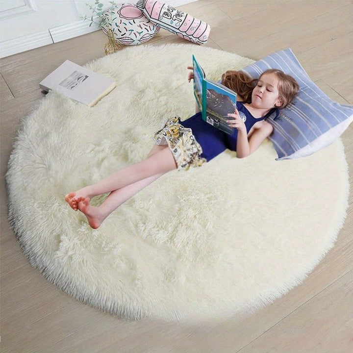 Round Fluffy Rug - Clouda-120cm x 120cm-Cream-State of Style