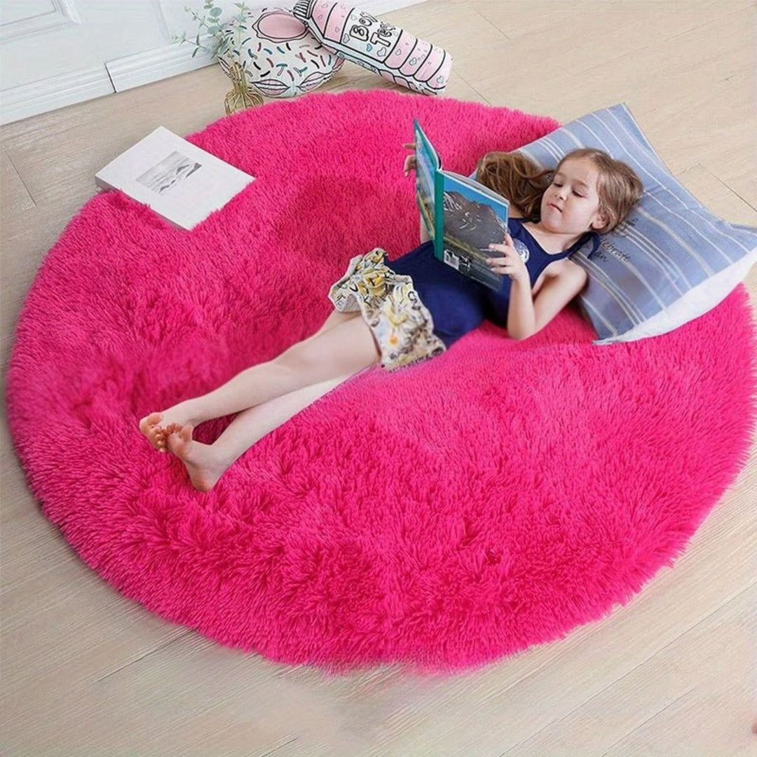 Round Fluffy Rug - Clouda-120cm x 120cm-Fuchsia-State of Style