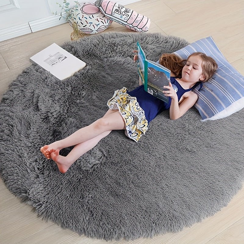 Round Fluffy Rug - Clouda-120cm x 120cm-Light grey-State of Style
