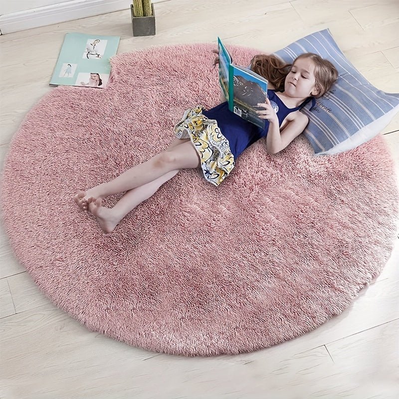 Round Fluffy Rug - Clouda-120cm x 120cm-Light grey-State of Style