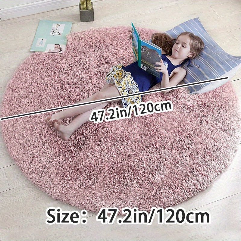 Round Fluffy Rug - Clouda-120cm x 120cm-Light grey-State of Style