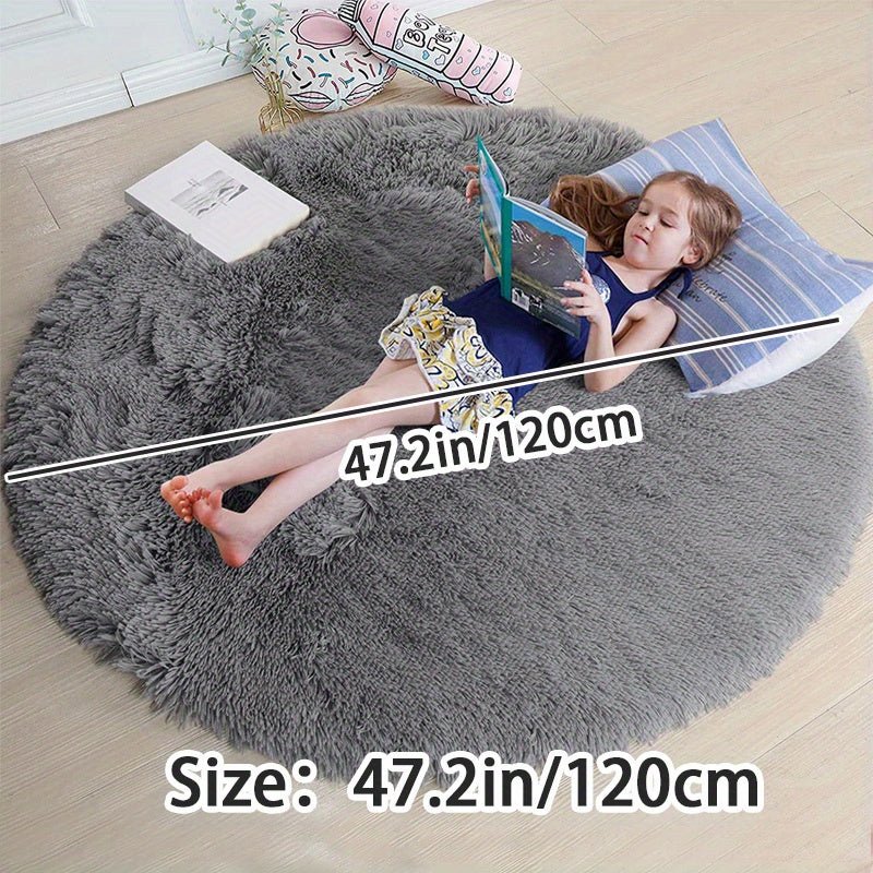 Round Fluffy Rug - Clouda-120cm x 120cm-Light grey-State of Style