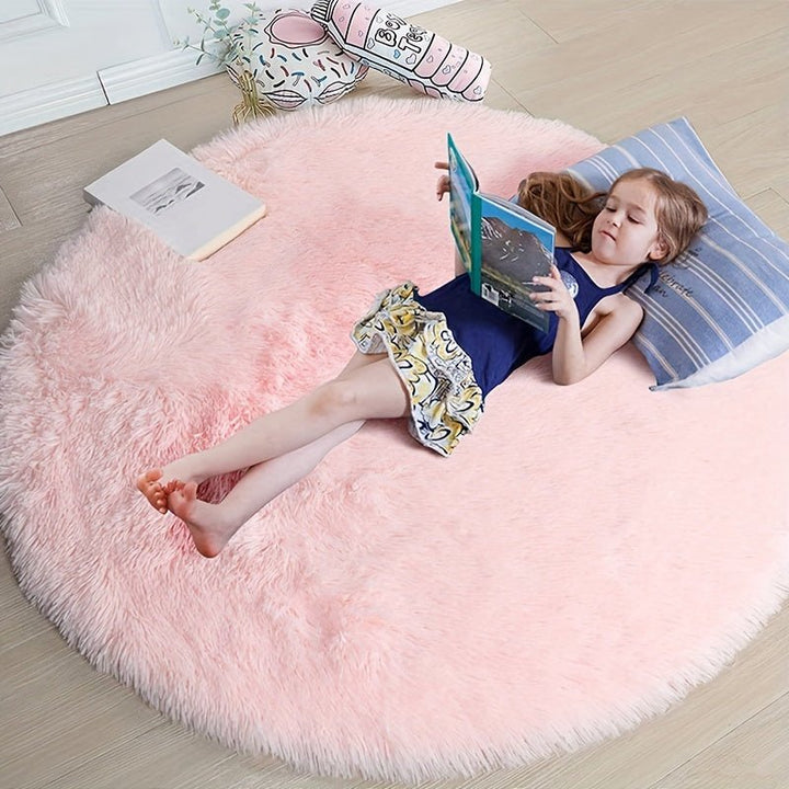 Round Fluffy Rug - Clouda-120cm x 120cm-Pink-State of Style