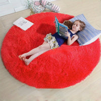 Round Fluffy Rug - Clouda-120cm x 120cm-Red-State of Style