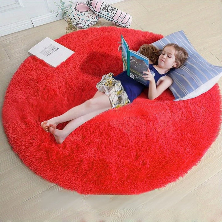 Round Fluffy Rug - Clouda-120cm x 120cm-Red-State of Style