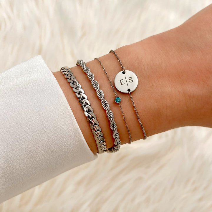 Round Gemstone Birthstone Bracelet-Gold-plated-January-State of Style