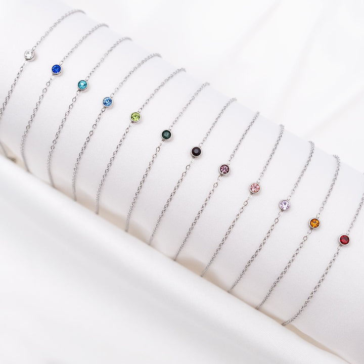Round Gemstone Birthstone Bracelet-Gold-plated-January-State of Style
