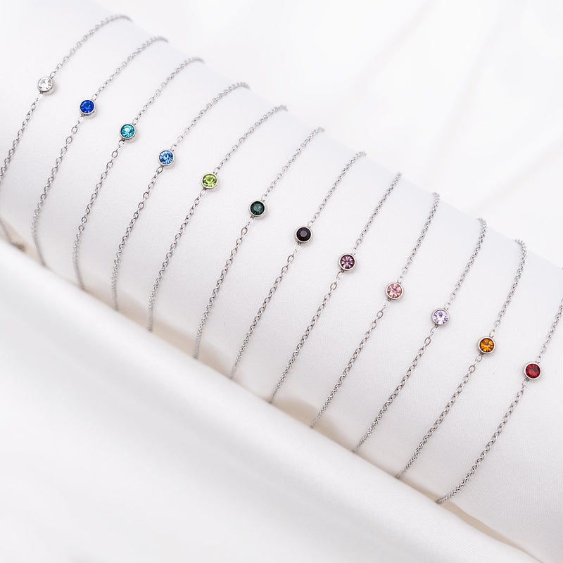 Round Gemstone Birthstone Bracelet-Gold-plated-January-State of Style