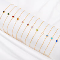 Round Gemstone Birthstone Bracelet-Gold-plated-January-State of Style