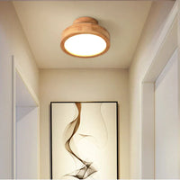 Round Wooden Scandinavian Ceiling Lamp - NordicLuxe-Type A-3 Colours Light-Diameter 20cm-State of Style