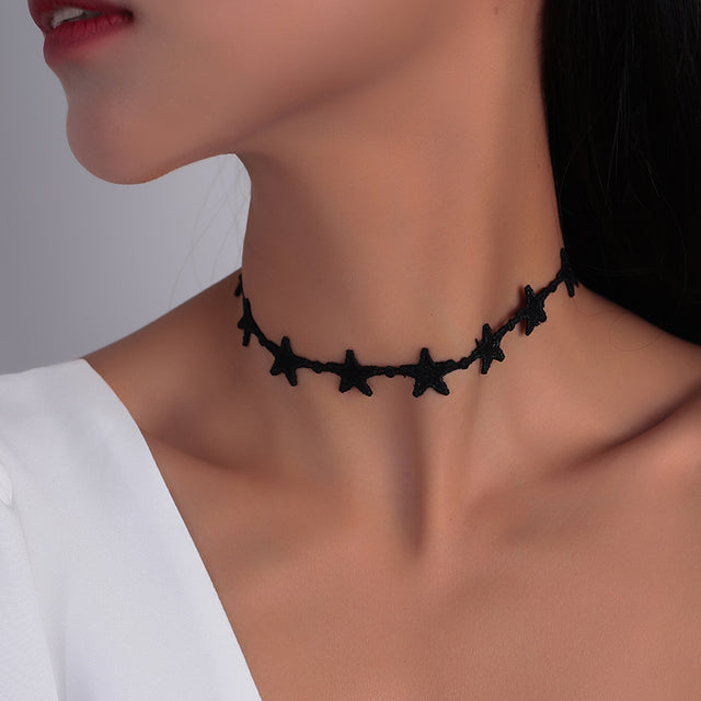 Royal Round Velvet Choker Necklace-Stars-State of Style