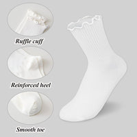 Ruffled Cotton Ankle Socks - Lisa-3 White 3 Black-State of Style