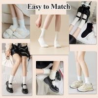 Ruffled Cotton Ankle Socks - Lisa-3 White 3 Black-State of Style