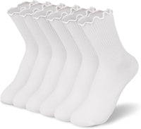 Ruffled Cotton Ankle Socks - Lisa-6 White-State of Style