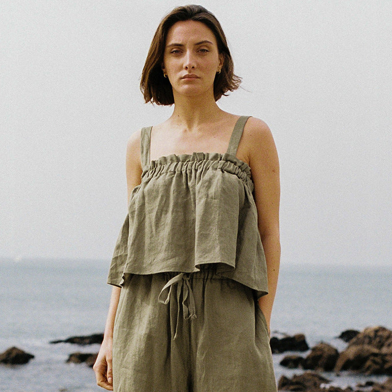 Ruffled Two-Piece Outfit | Elegant & Chic Women's Fashion-Army Green-S-State of Style