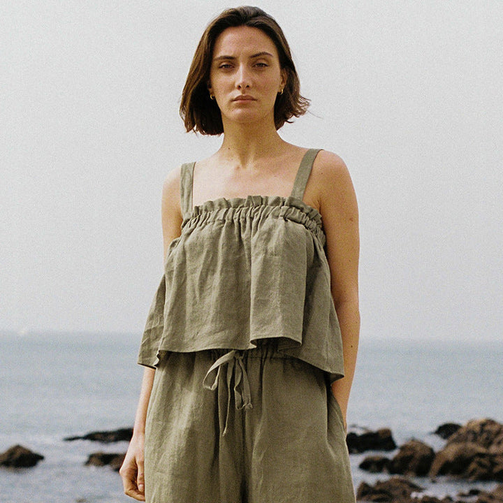 Ruffled Two-Piece Outfit | Elegant & Chic Women's Fashion-Army Green-S-State of Style