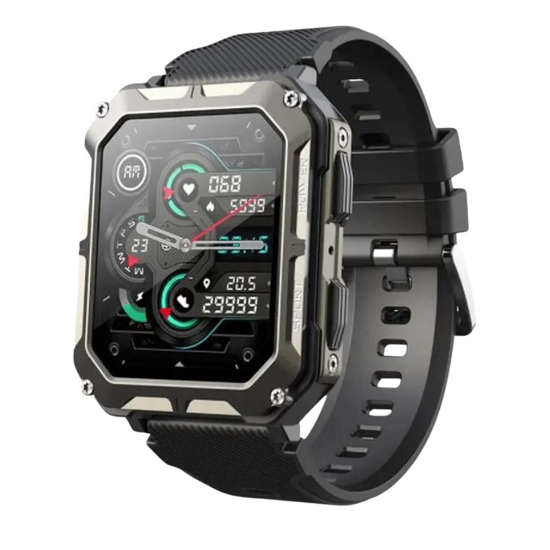 Rugged Smartwatch with Heart Rate Monitor & Step Tracker - EnduranceX-Black-State of Style
