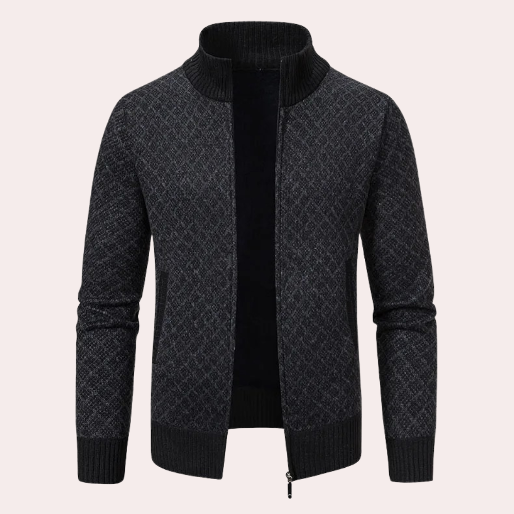 Runia - Knitted Cardigan for Men-Black-S-State of Style