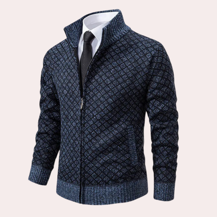 Runia - Knitted Cardigan for Men-Blue-grey-S-State of Style