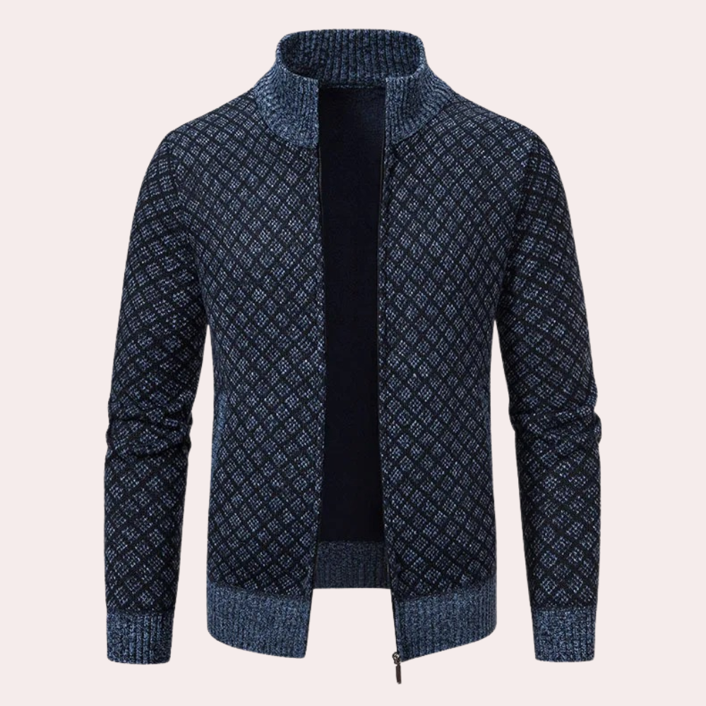 Runia - Knitted Cardigan for Men-Blue-grey-S-State of Style