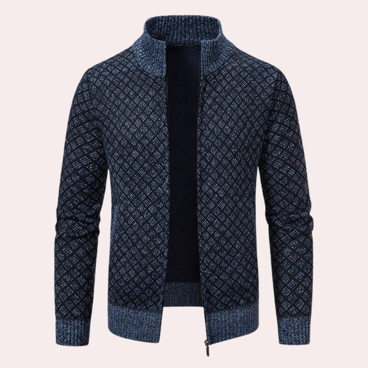 Runia - Knitted Cardigan for Men-Blue-grey-S-State of Style