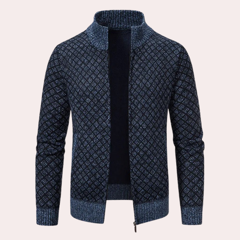 Runia - Knitted Cardigan for Men-Blue-grey-S-State of Style