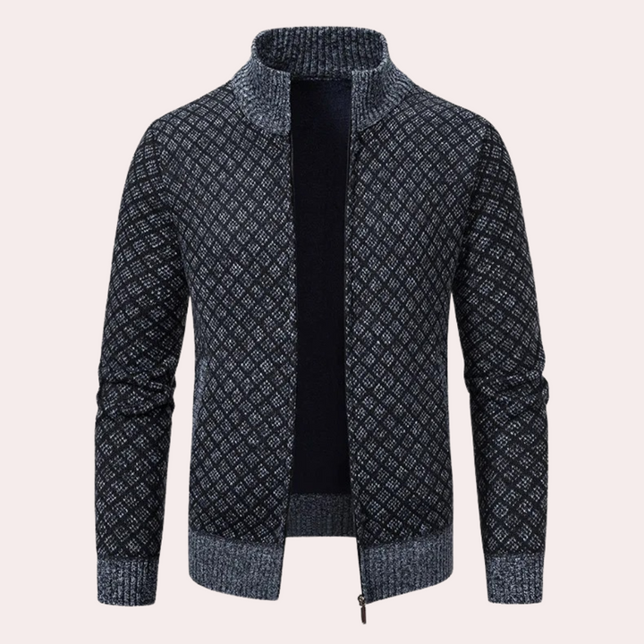 Runia - Knitted Cardigan for Men-Dark grey-S-State of Style