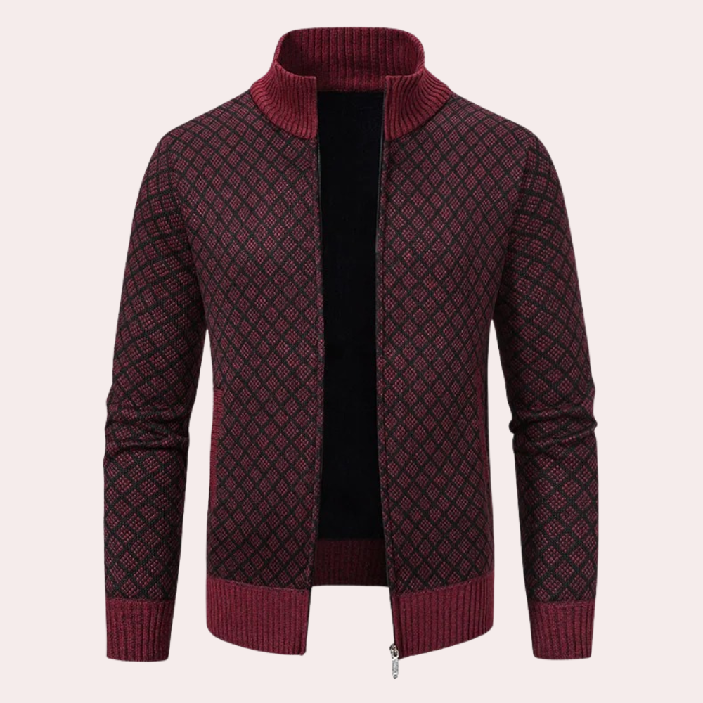 Runia - Knitted Cardigan for Men-Red-S-State of Style