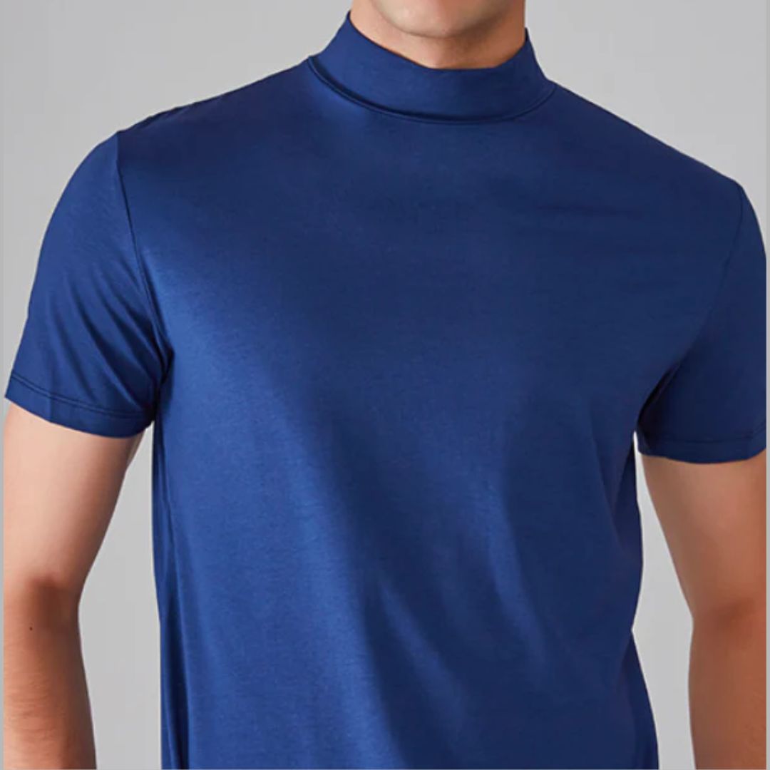 Ryan Elegant High-Collar Shirt-Blue-S-State of Style