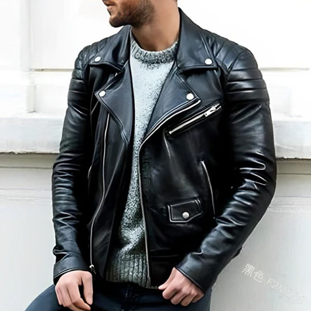 Ryder Leather Biker Jacket-Black-S-State of Style