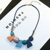 Ethnic Geometric Wooden Bead Necklace