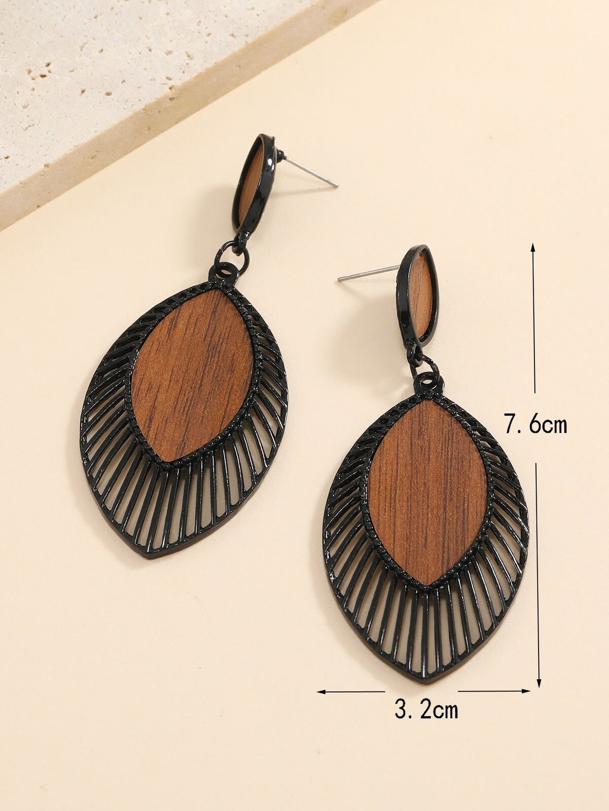 Boho Wood Teardrop Earrings | Trendy and Lightweight Jewellery