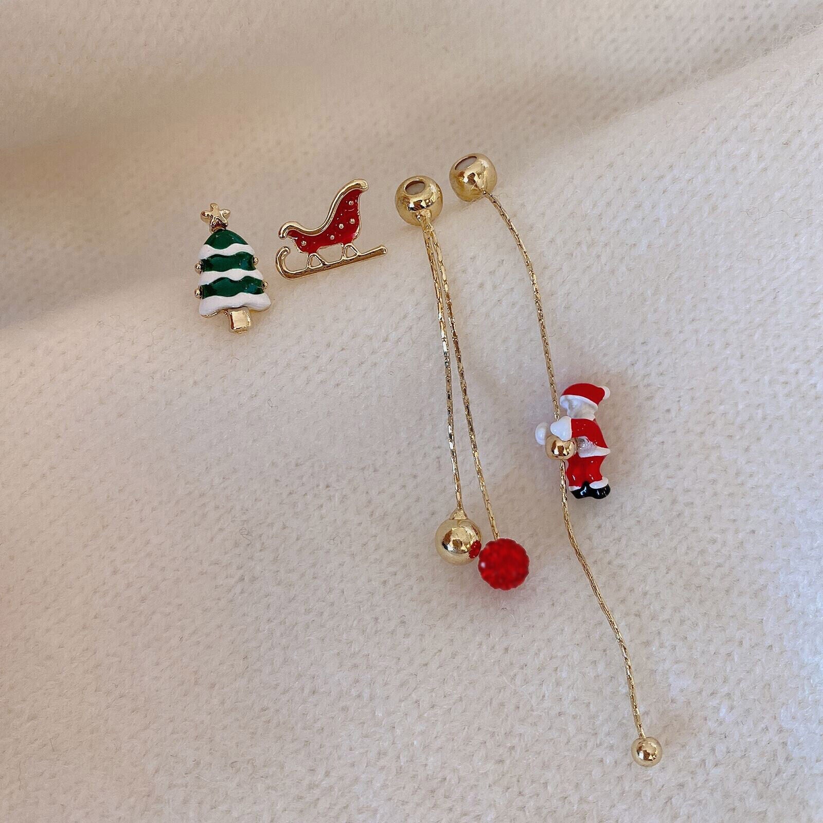 Festive Santa Tassel Earrings | Long Christmas Dangle Jewellery