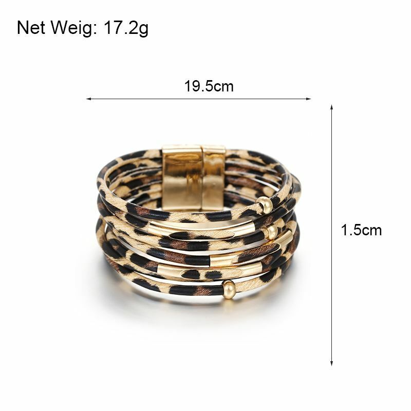 Leopard Leather Bracelet | Multi-Layer Fashion Jewellery