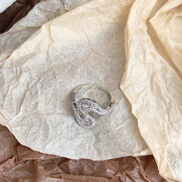 S-Shaped Silver Zirconia Ring – Seraphine-State of Style