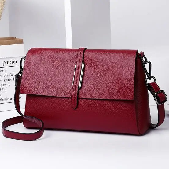 Sabrina Traditional Bag – Soft Genuine Leather Crossbody Handbag-Burgundy-State of Style