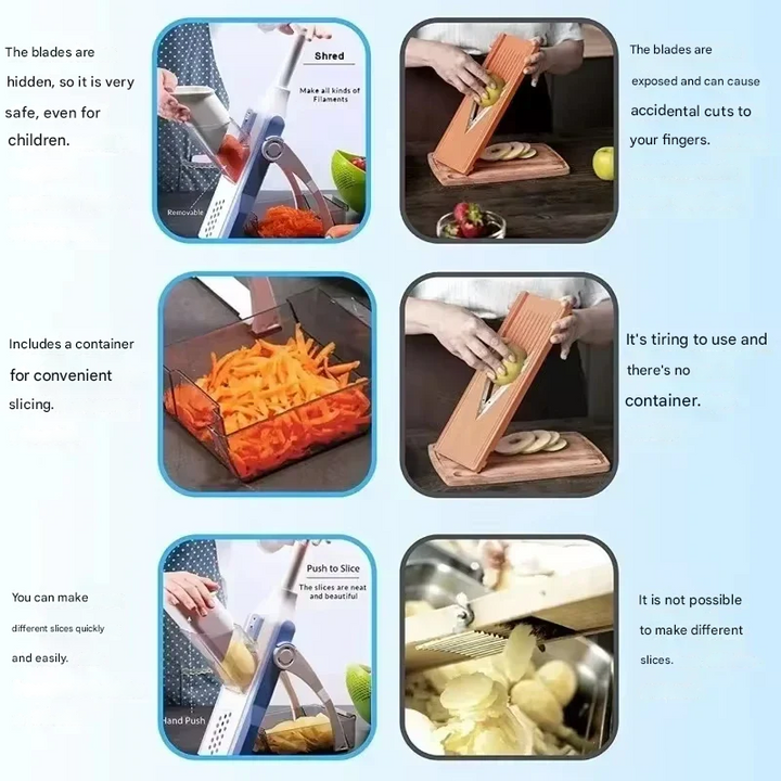 Safe 5-in-1 Vegetable Chopper (1+1 free) - VeggieChop Pro-Blue-State of Style