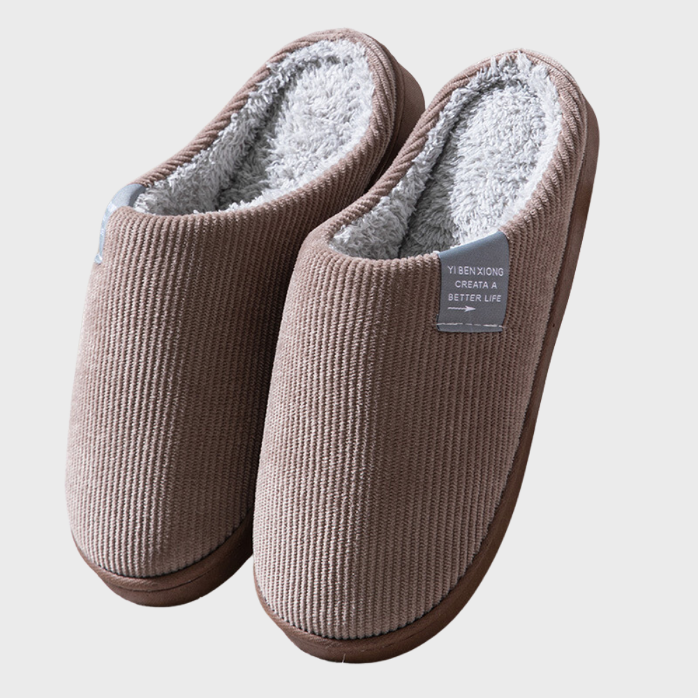 Sally - Warm Corduroy Lined Slippers-Brown-6.5-State of Style