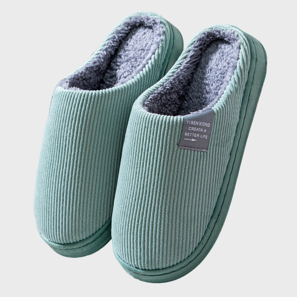 Sally - Warm Corduroy Lined Slippers-Green-6.5-State of Style