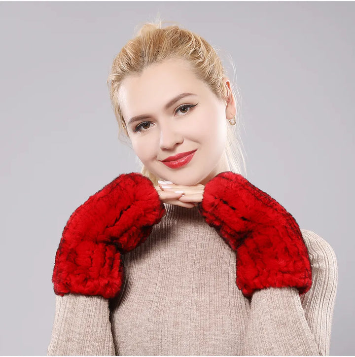 Samantha Fingerless Gloves | Warm and Trendy-Light Red-State of Style