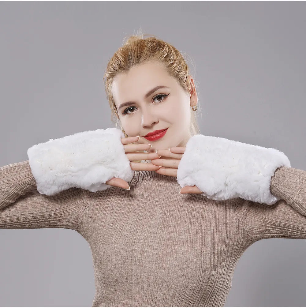Samantha Fingerless Gloves | Warm and Trendy-White-State of Style