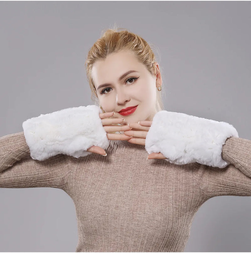 Samantha Fingerless Gloves | Warm and Trendy-White-State of Style